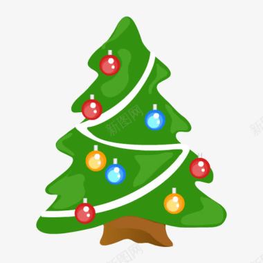 手绘绿色圣诞树图标装饰图标
