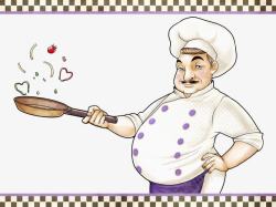 卡通插图大肚腩的厨师颠勺素材