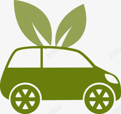 卡通汽车卡通绿色节能环保汽车图图标图标
