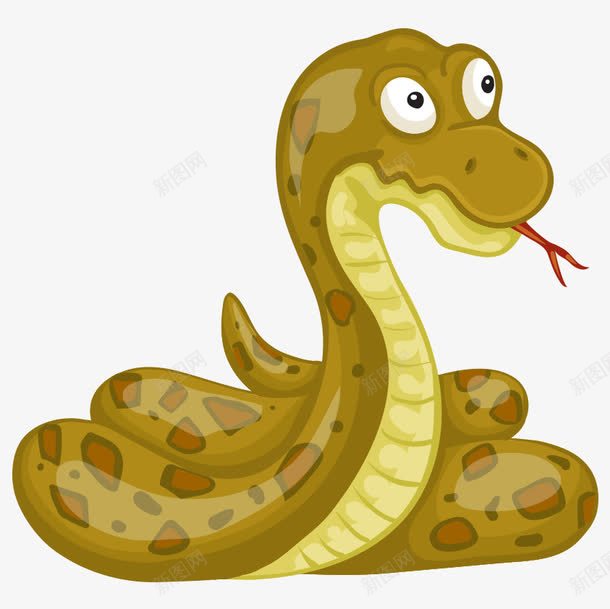 卡通手绘可爱褐色蛇png免抠素材_88icon https://88icon.com 卡通的动物 可爱的蛇 手绘的蛇 褐色的蛇