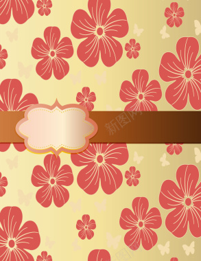 鲜艳色彩花纹植物花朵旧版装饰封面背景矢量图背景