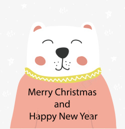 圣诞节新年快乐大白熊矢量图素材