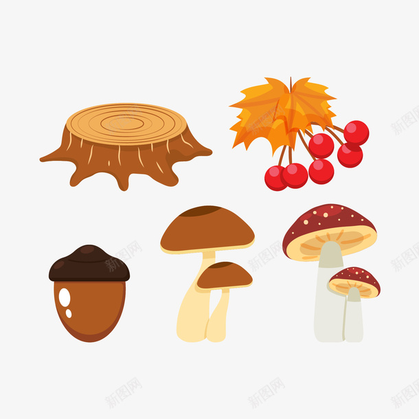 手绘卡通画植物矢量图ai免抠素材_88icon https://88icon.com 卡通画 手绘 插画 植物 蘑菇 矢量图