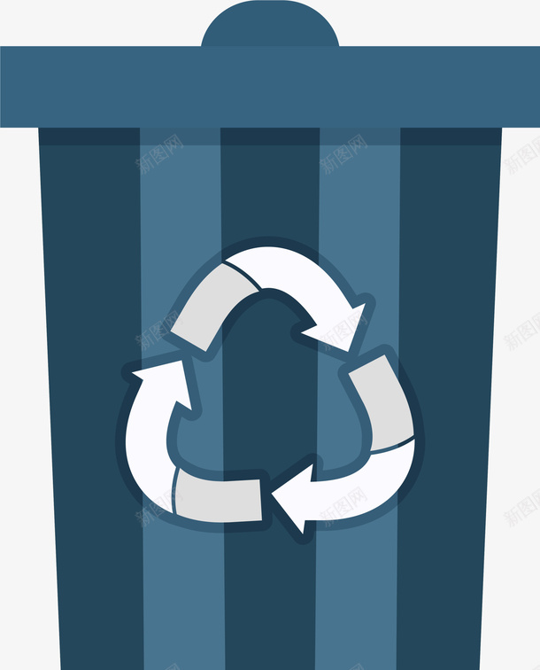 蓝色简约垃圾桶png免抠素材_88icon https://88icon.com 免抠PNG 垃圾桶 灰色 简约 绿色 装饰图案