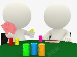 赌桌上打牌的人素材