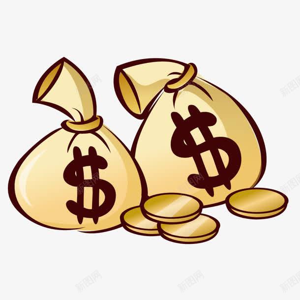 金币和钱袋png免抠素材_88icon https://88icon.com 卡通 拟物化 矢量元素 金币 钱袋