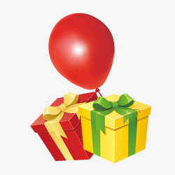 气球和礼物盒素材