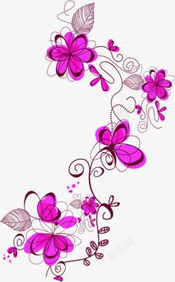 紫色唯美手绘花朵花纹素材
