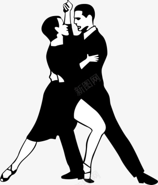黑色扁平舞蹈男女图标图标