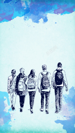 青年背包客五四青年节致青春H5海报背景psd高清图片