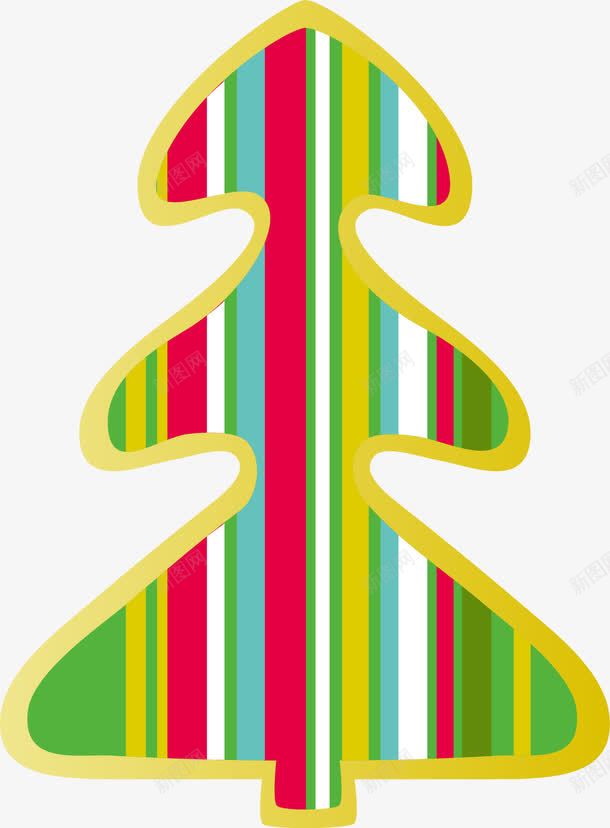 彩色圣诞树元素png免抠素材_88icon https://88icon.com 圣诞节 扁平化风格 树木 线条