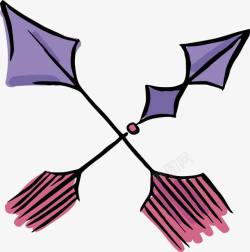 紫色手绘交叉的弓箭素材