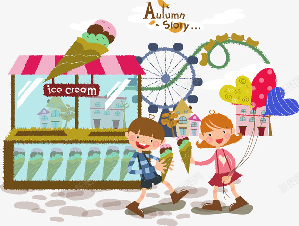 公园里玩耍的卡通儿童矢量图eps免抠素材_88icon https://88icon.com 公园 冰淇淋 卡通人物 卡通插画 摩天轮 爱心气球 玩耍 矢量人物 矢量图