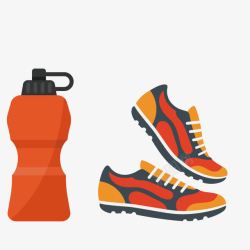水壶和运动鞋矢量图素材