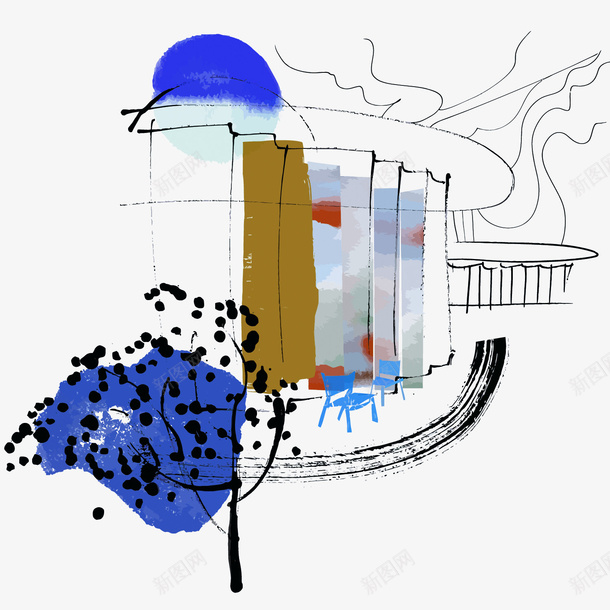 水彩抽象建筑矢量图eps免抠素材_88icon https://88icon.com PNG PNG图片 PNG素材免费下载 建筑 房子 抽象 水彩 矢量图