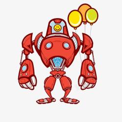 卡通红色机器人图素材
