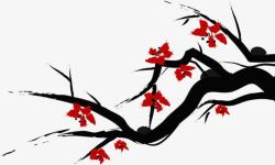 中秋节手绘树枝花朵素材