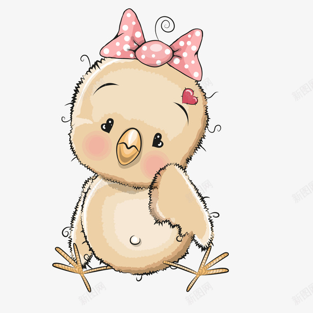 卡通可爱的小鸡动物矢量图ai免抠素材_88icon https://88icon.com 动物设计 卡通 小鸡 手绘 爱心 蝴蝶结 矢量图