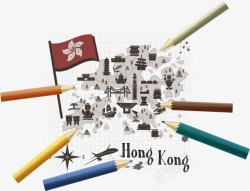 香港旅游矢量图素材