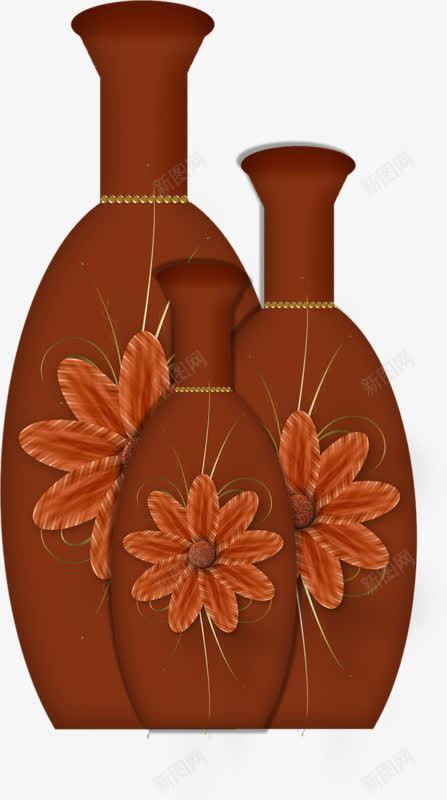 褐色手绘花瓶装饰png免抠素材_88icon https://88icon.com 布艺 手绘 瓶子 花朵 装饰