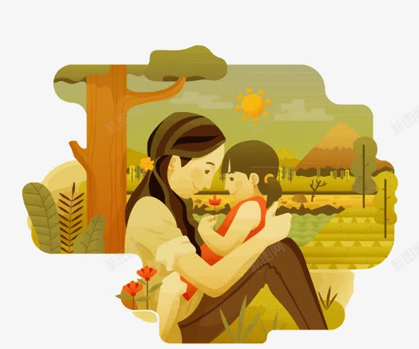 母女插画png免抠素材_88icon https://88icon.com PNG PNG免费下载 PNG图片 手绘 插画 母女 水彩