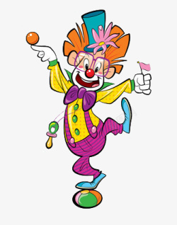 卡通版的手脚并用的玩杂耍的小丑素材