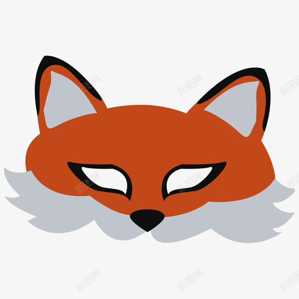 橙色狐狸面具矢量图ai免抠素材_88icon https://88icon.com 动物面具 橙色 灰色 狐狸面具 配饰 面具 黑色 矢量图