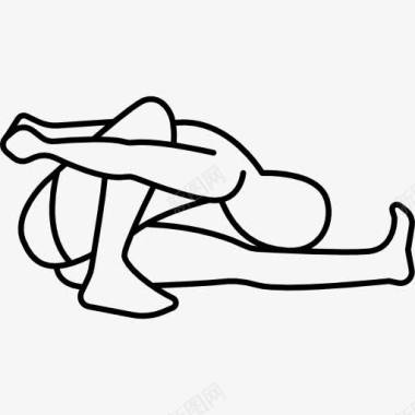 伸展动作男人坐在地板上伸展腿和腰图标图标