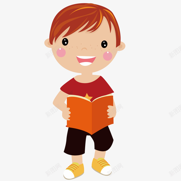 读书的男孩矢量图ai免抠素材_88icon https://88icon.com 卡通 男孩 读书 矢量图