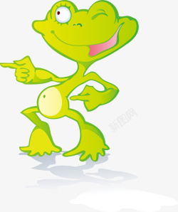 微笑绿色青蛙卡通矢量图素材