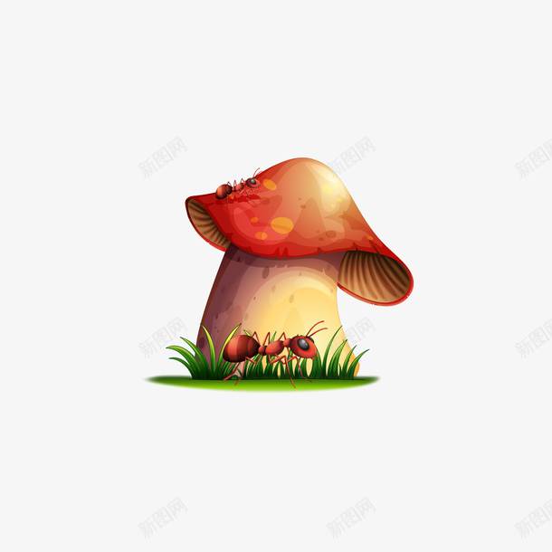 红色的蘑菇和蚂蚁矢量图ai免抠素材_88icon https://88icon.com 矢量蘑菇 矢量蚂蚁 红色 蘑菇 蚂蚁 矢量图