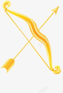黄色手绘弓箭素材