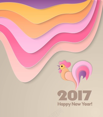 矢量咖色层叠鸡年新年背景背景