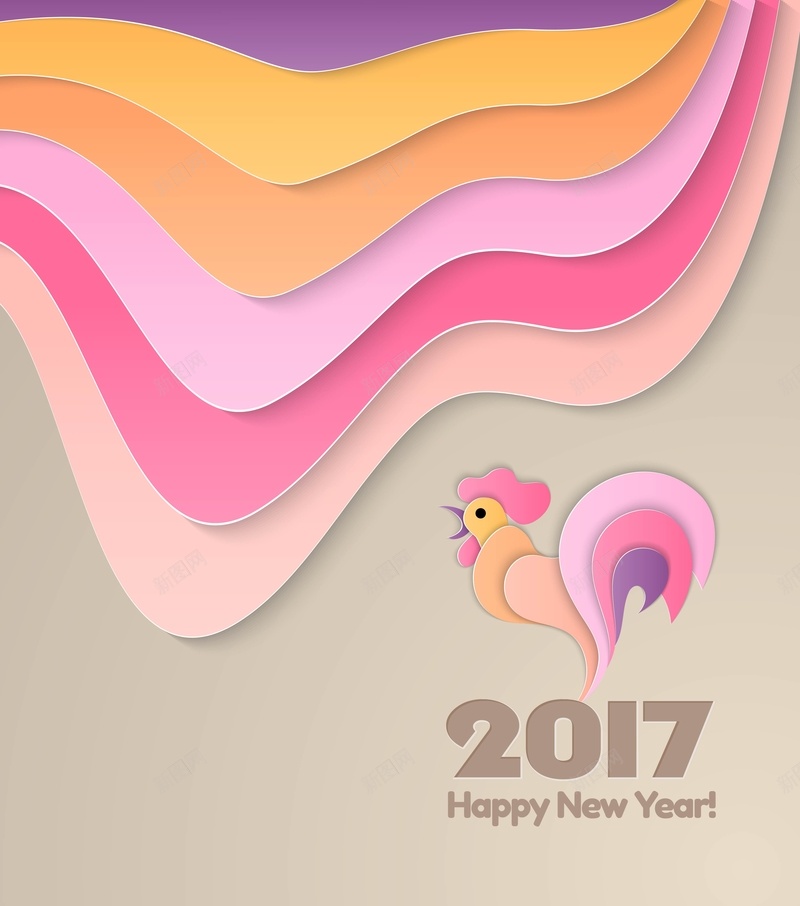 矢量咖色层叠鸡年新年背景ai设计背景_88icon https://88icon.com 2017 创意 层叠 折纸 新年 海报 矢量 粉色大公鸡 鸡年 矢量图