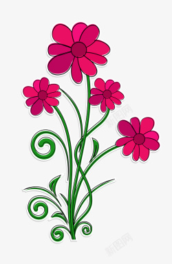手绘紫色花卉矢量图素材