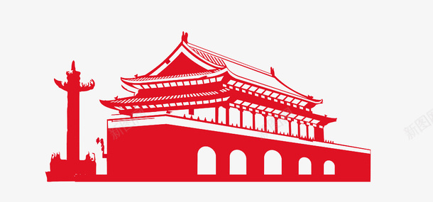 天安门免抠素材红色的天安门节日图标喜庆节日图标