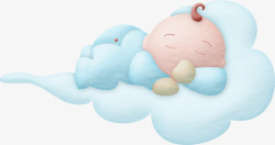蓝色清新云朵婴儿装饰图案素材