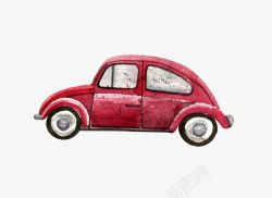 红色手绘的小汽车素材