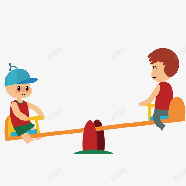 两个小男孩玩跷跷板png免抠素材_88icon https://88icon.com 儿童乐园 公园 玩耍 跷跷板