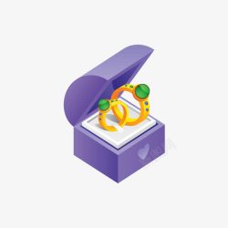 紫色的戒指盒和戒指素材