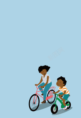 卡通亲子骑自行车活动海报背景矢量图背景