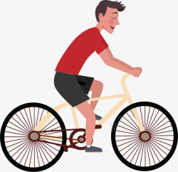 手绘小清新骑自行车插画图案矢量图素材