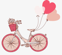 粉色简笔画卡通自行车素材