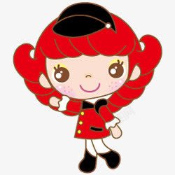 红头发女孩小人卡通素材