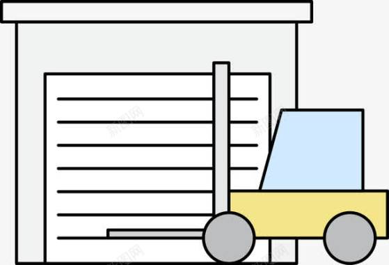 建筑车卡通小仓库图标图标