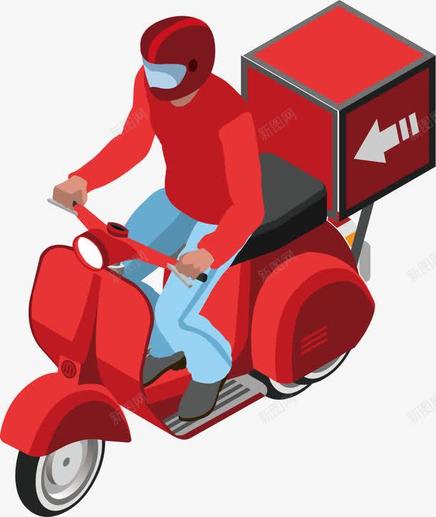 创意单车物流送货图png免抠素材_88icon https://88icon.com 单车 物流 箱子 红色 骑手
