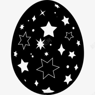 彩绘鸡蛋复活节彩蛋与星夜图标图标