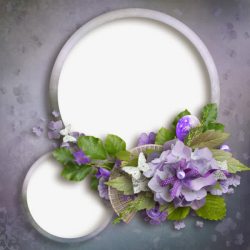 紫色花卉圆形边框素材