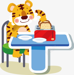吃早餐的老虎矢量图素材