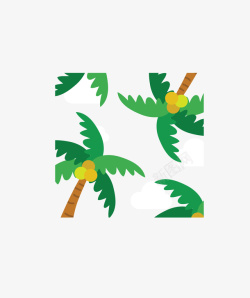 夏日绿色椰子树花纹矢量图素材